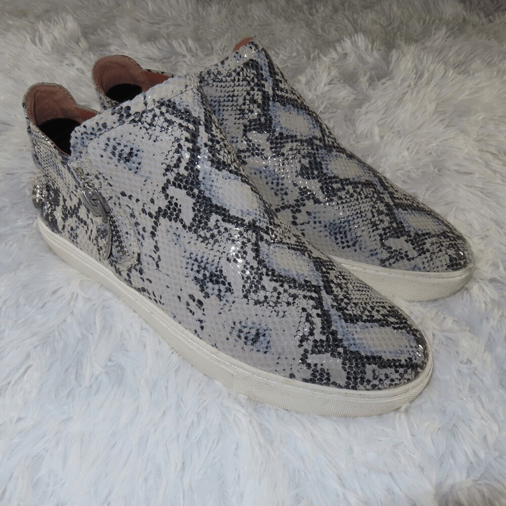 Gentle Souls Lowe Double Zip Snake Print Leather Sneakers Size 9